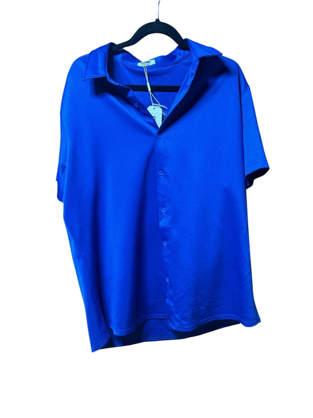 Men's Short-Sleeve Button Polo Shirt - Bright Blue